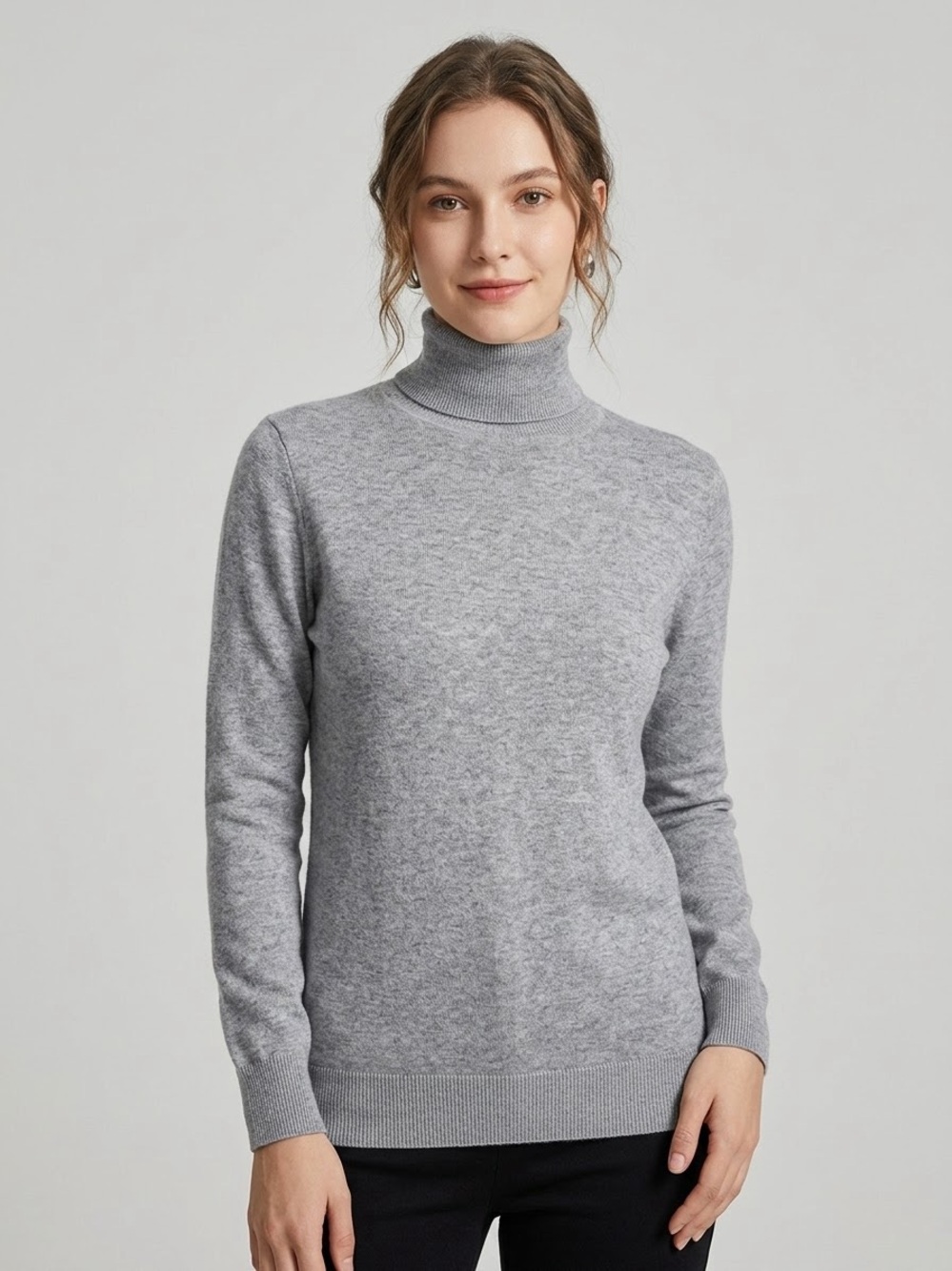 Joseph A. Women's Light Grey Knit Turtleneck Sweater Size XL Rayon Blend